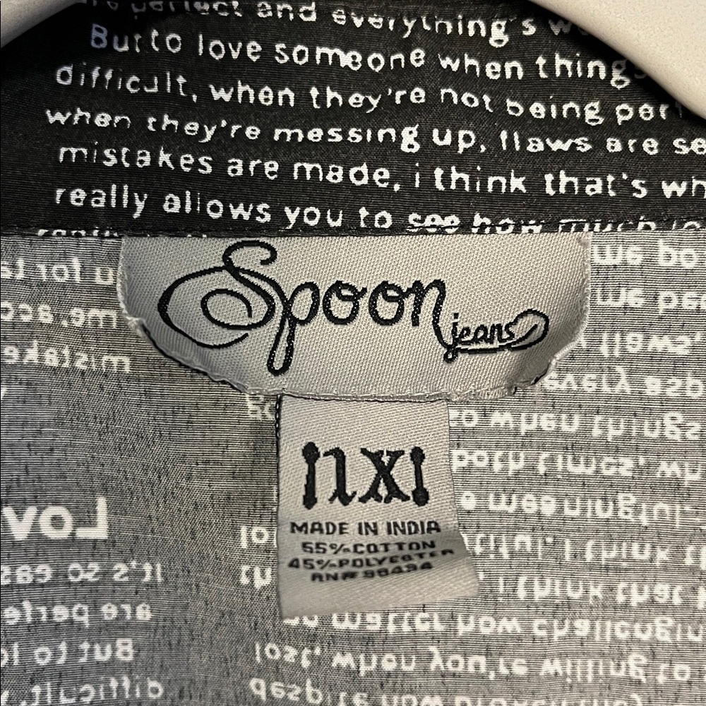 Spoon Love Beyond Words Novel Text Print Button Front Shirt Dress 1X - Picture 5 of 7